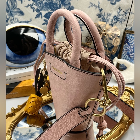 🆕 SEE BY CHLOE 🧿 NWOT LEATHER MINI CECILYA PINK BUCKET BAG - Picture 15 of 15